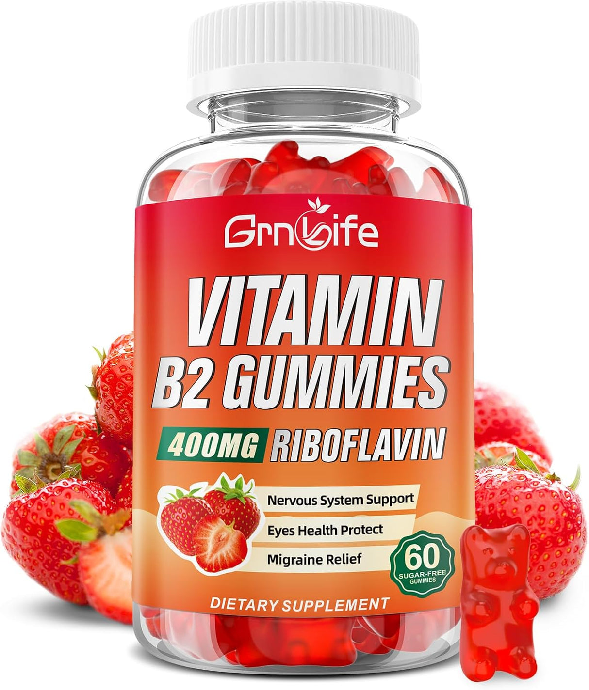 Gomitas Vitamina B2 Riboflavina 400mg con Magnesio, 60u