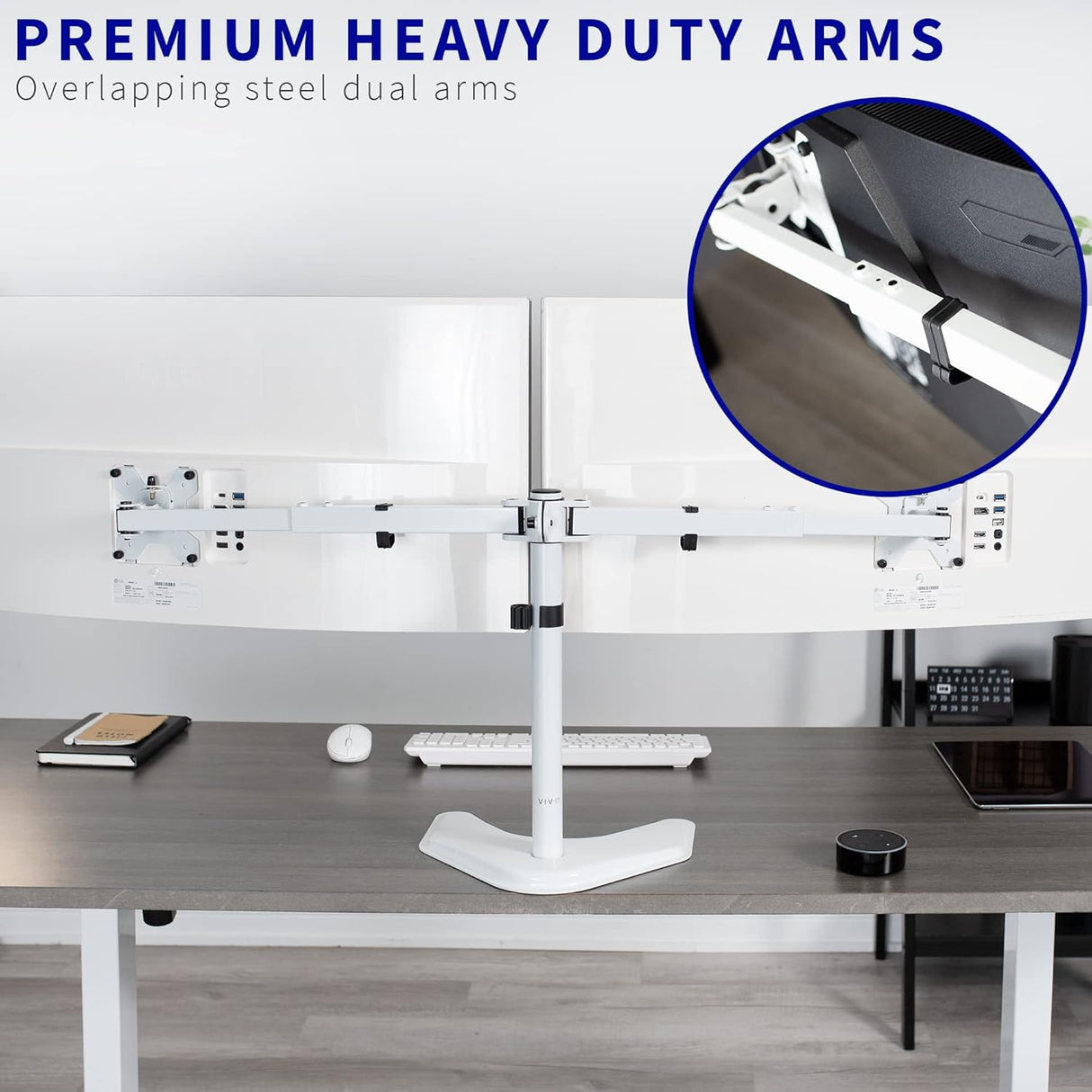 Soporte Doble para Monitor VIVO, Telescópico, STAND-TS38BW