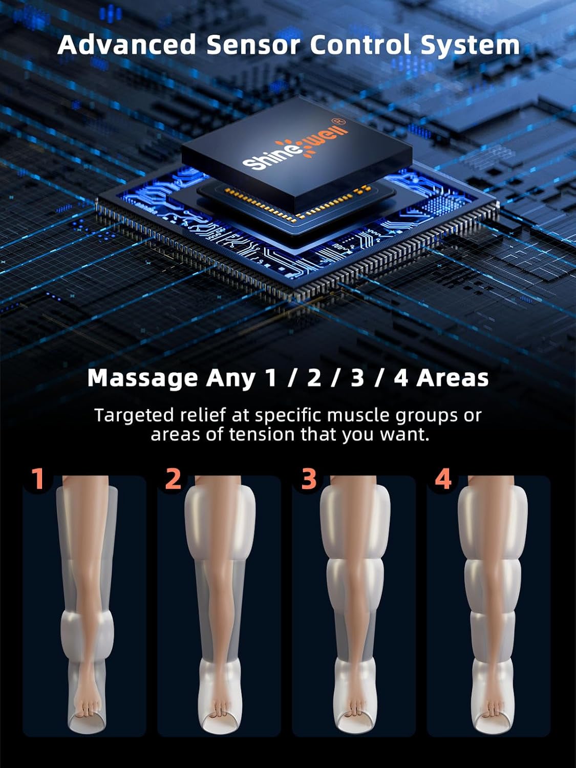 Masajeador de Piernas SHINE WELL, Compresión, 11 Intensidades, Pequeño