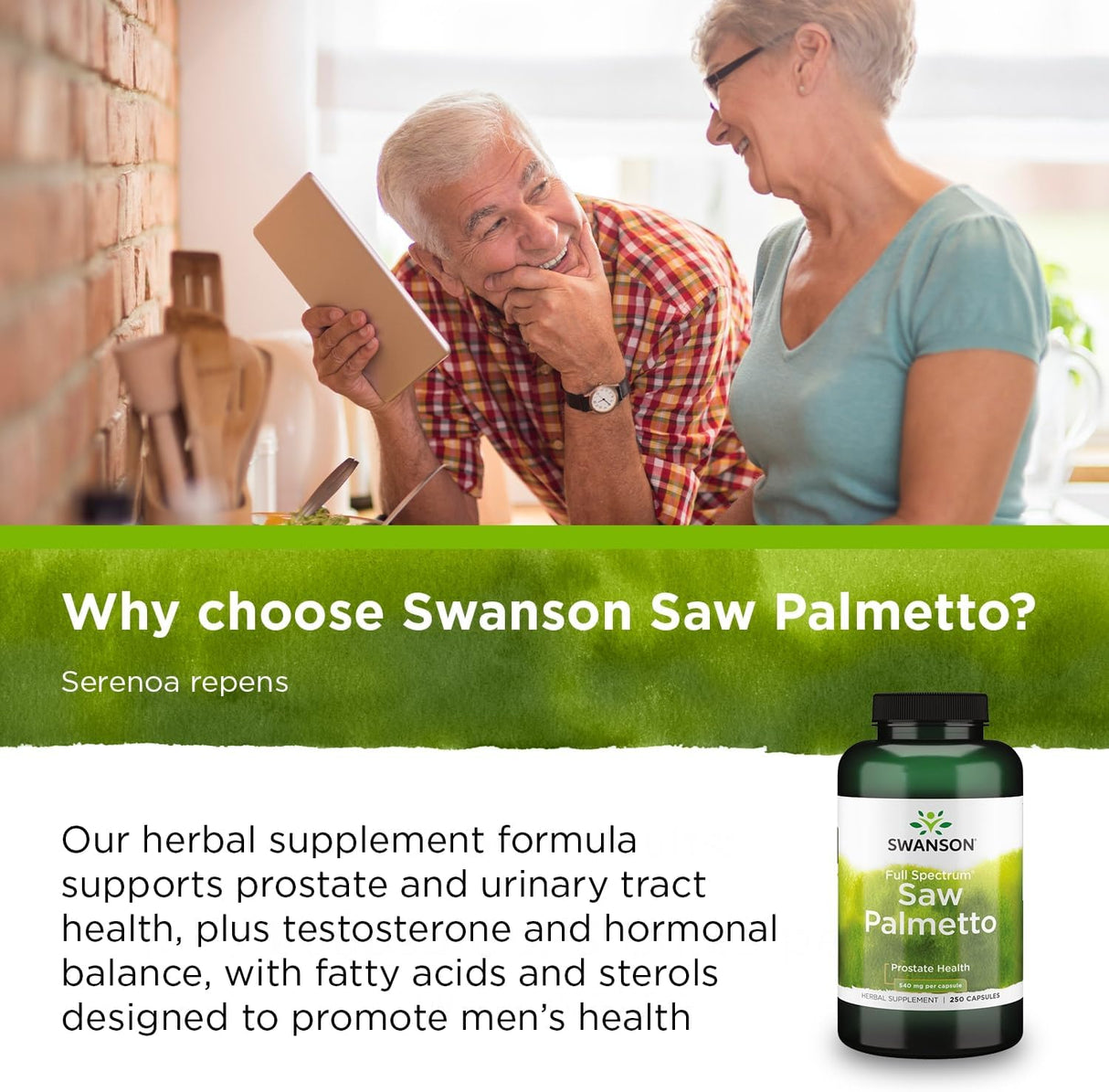 Suplemento Saw Palmetto 0.02 oz 250 cápsulas por Swanson