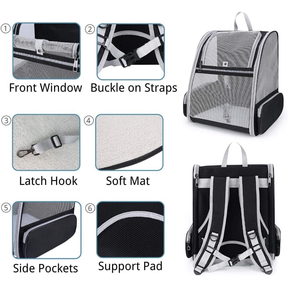 Mochila para mascotas para gatos malla totalmente ventilada