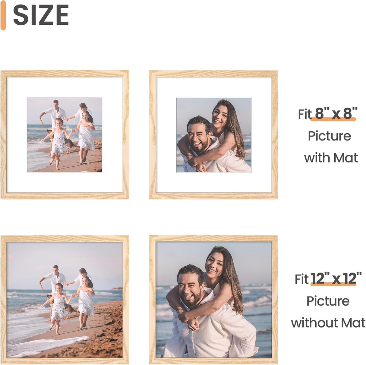 Marco de fotos 12x12, para fotos 8x8 con o sin paspartú