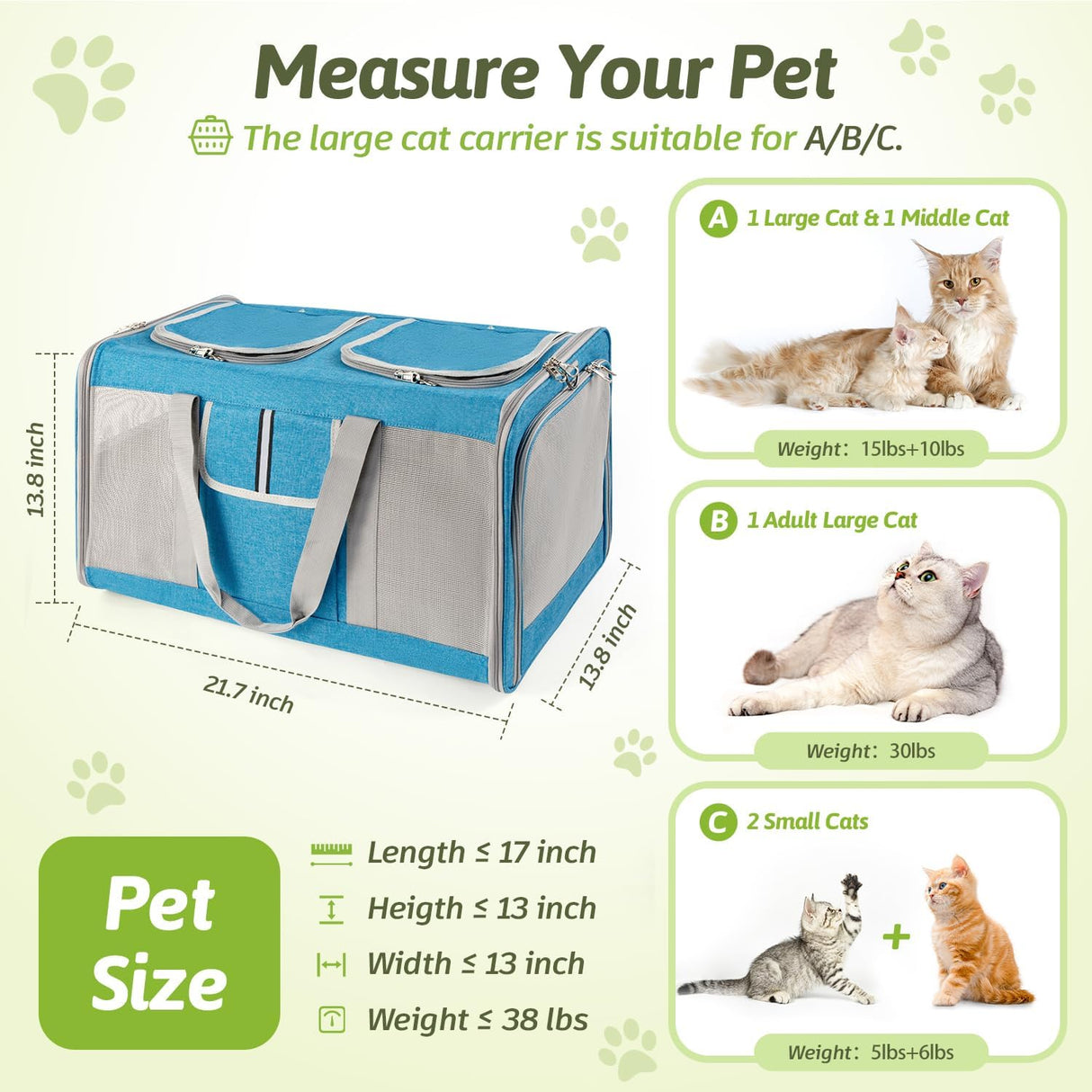 Transportadora para Gatos Sedioso, Ventilada, 2 Gatos, 38lbs