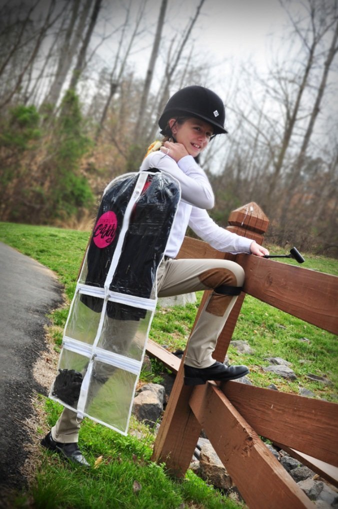Bolsa de ropa para disfraz con bolsillos, ribete blanco