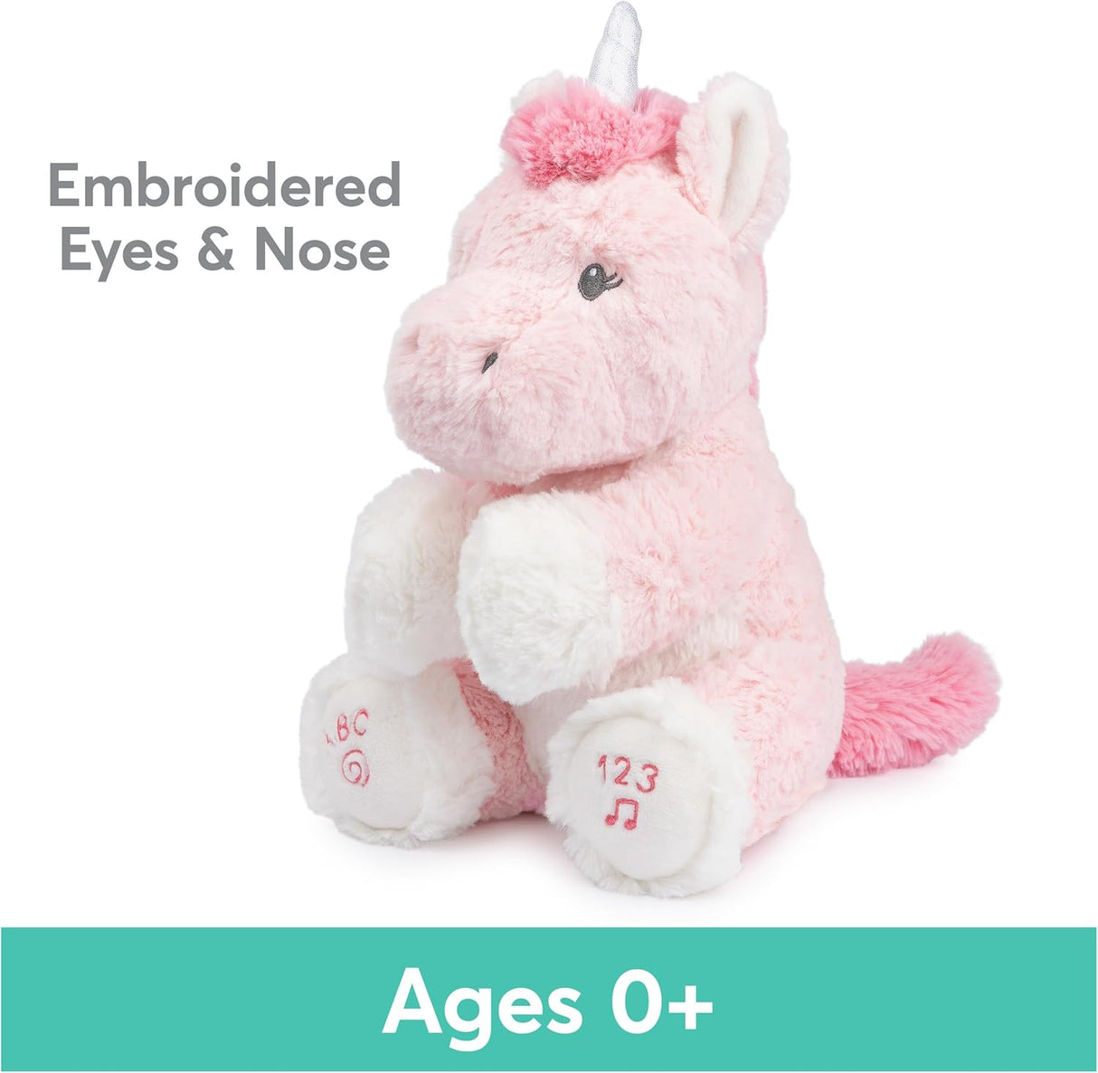 GUND Alora Unicorn Peluche Animado, Canta ABC y 123, 11”