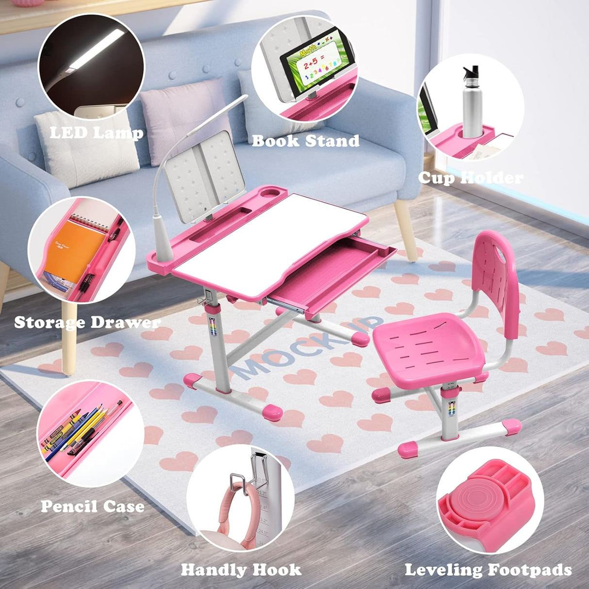 BELANITAS Juego de escritorio y silla para niños