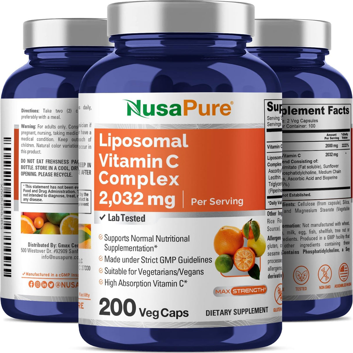 Vitamina C liposomal 2032mg con BioPerine - 200 cápsulas