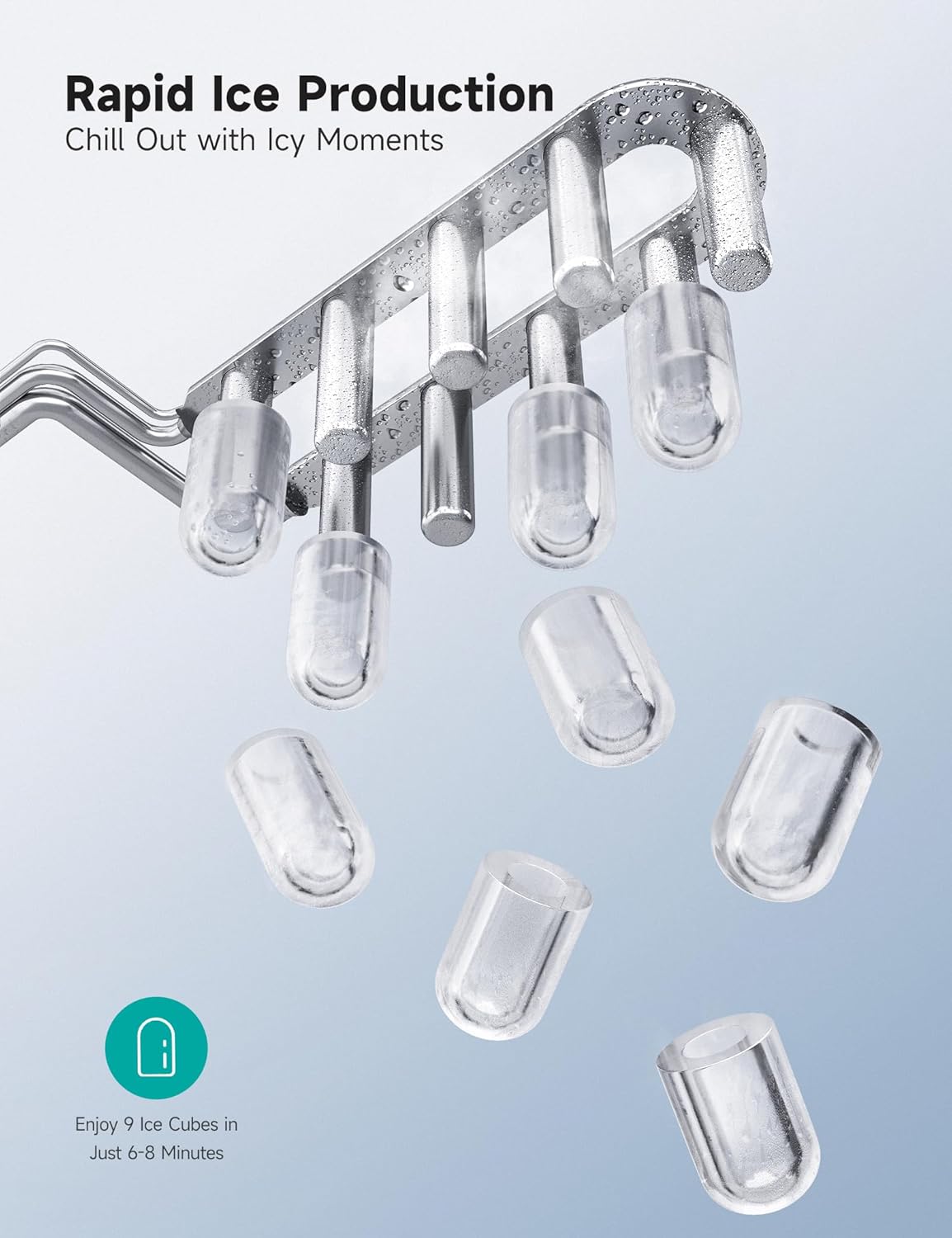 Máquina de Hielo HiCOZY, 26 lbs/día, Auto-Limpieza, Portátil