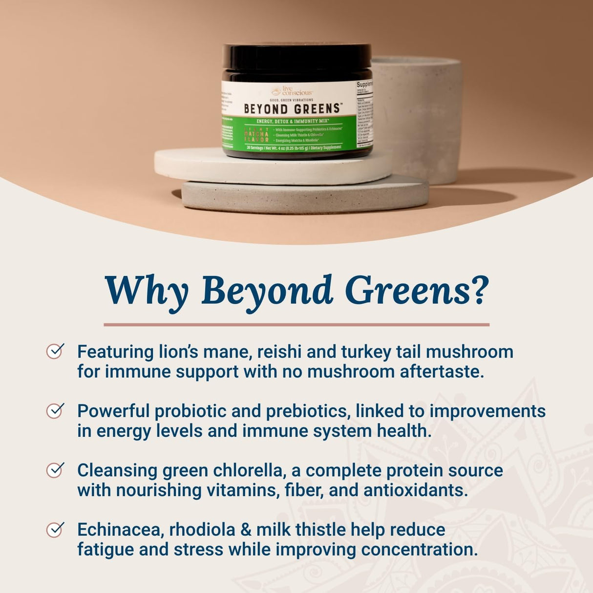 Suplemento Live Conscious Beyond Greens Superfood Powder