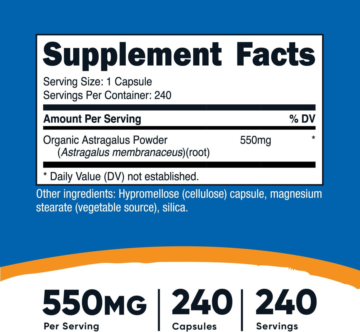 Nutricost Cápsulas de astrágalo de 550 mg, 240 cápsulas