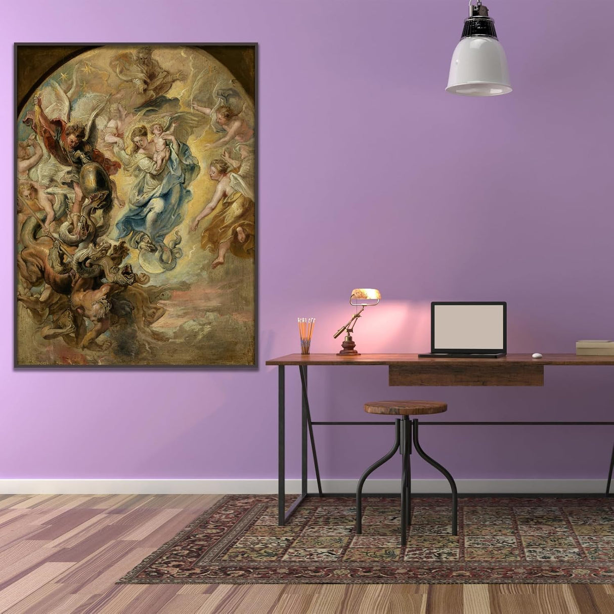 Poster barroco de La Virgen como Mujer del Apocalipsis sin marco