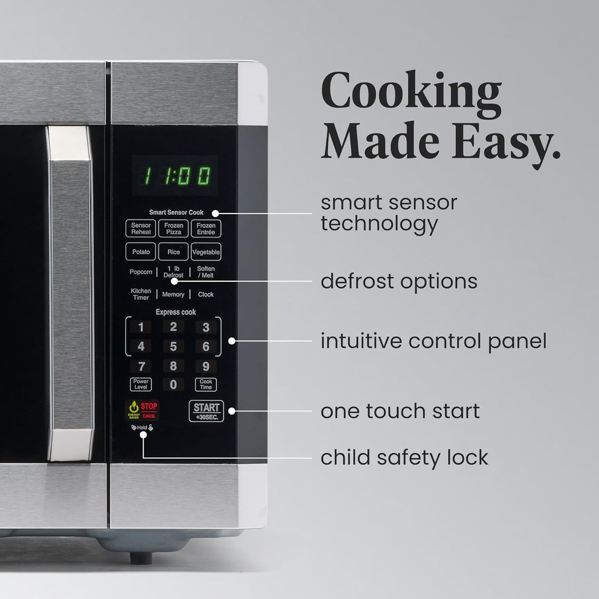 Microondas Farberware 1.6 cu ft 1100W, Sensor, Fácil Limpieza