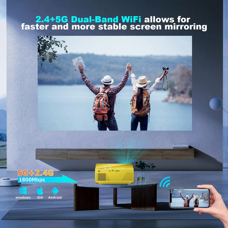 Proyector Mini 16000 Lumens Full HD, Wifi y Bluetooth, Portátil