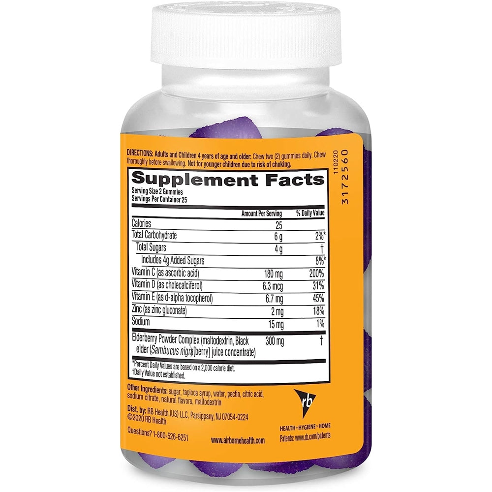 Suplemento Gomitas de baya de saúco + vitaminas y zinc 50un