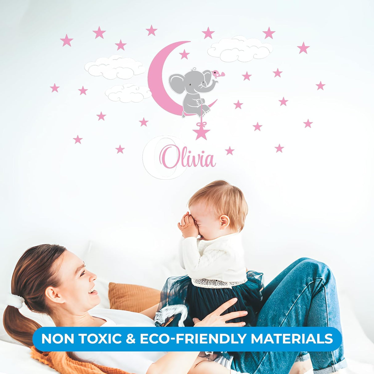 Decoración de Pared Elefante, Ideal para Bebés, Modelo 34x18