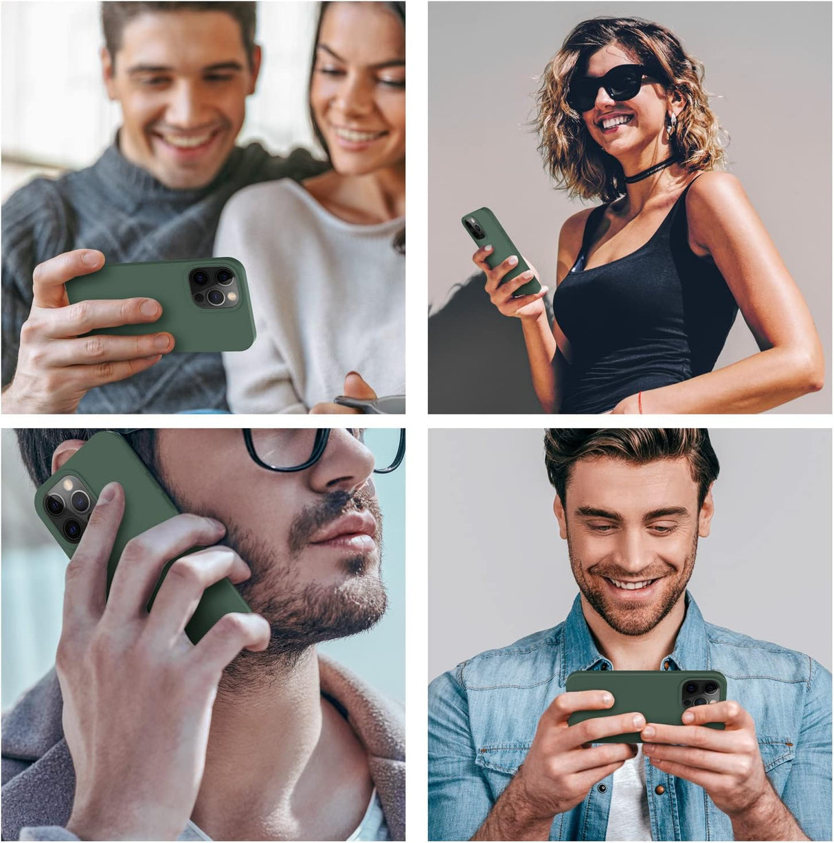 Cordking Funda diseñada para iPhone 13 Pro Max, funda protectora de silicona ultra delgada a prueba de golpes con forro de microfibra suave antiarañazos, 6.7 pulgadas, verde alpino