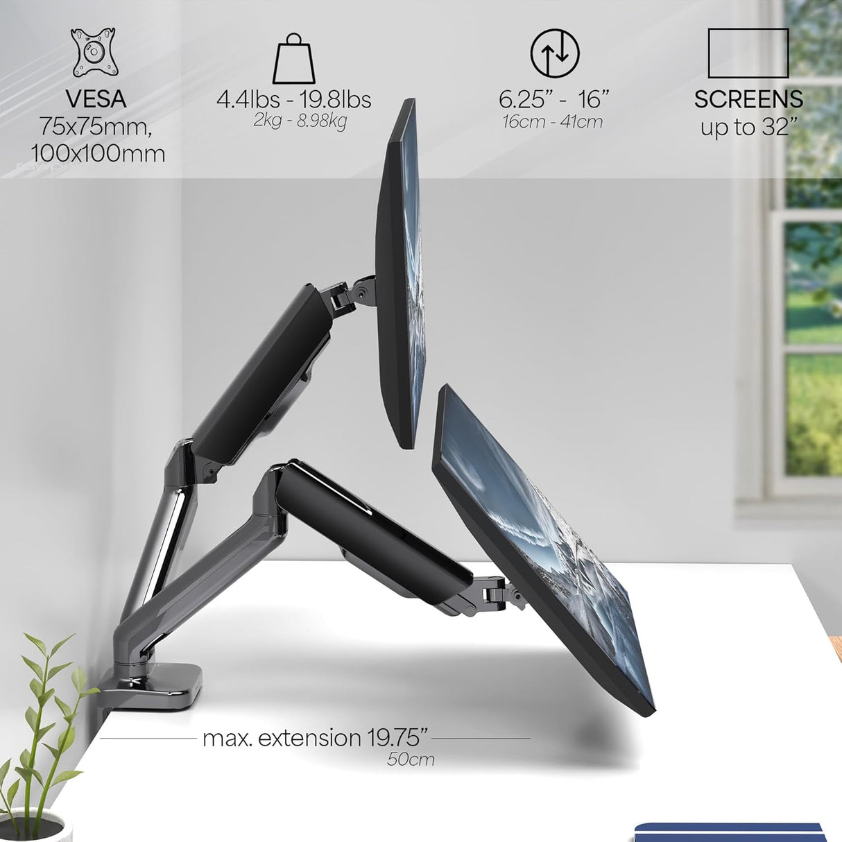 Soporte de Doble Monitor VIVO 32 Articulado STAND-V002O