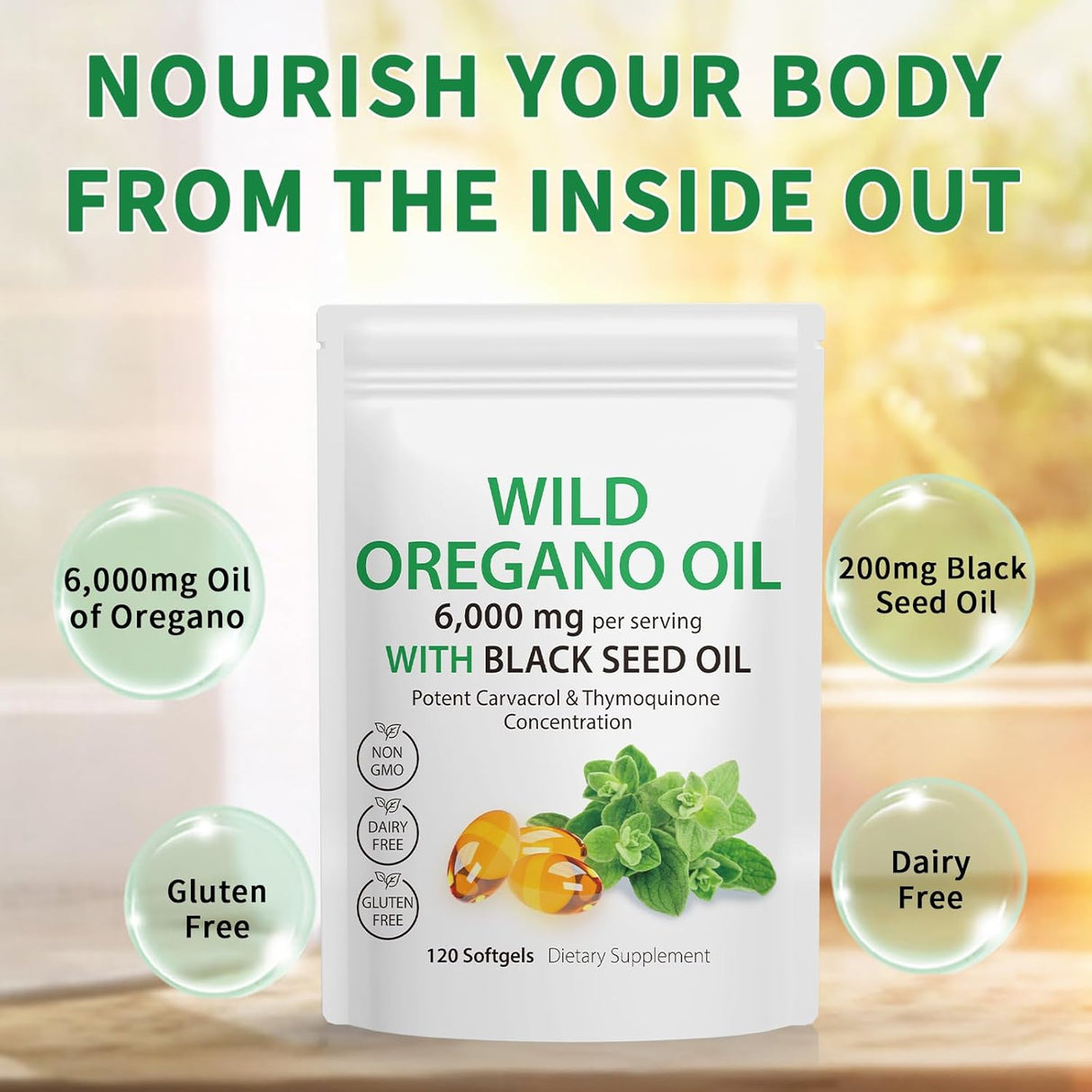 Óleo de Orégano en Softgels, 120 cápsulas, Orgánico, Non-GMO