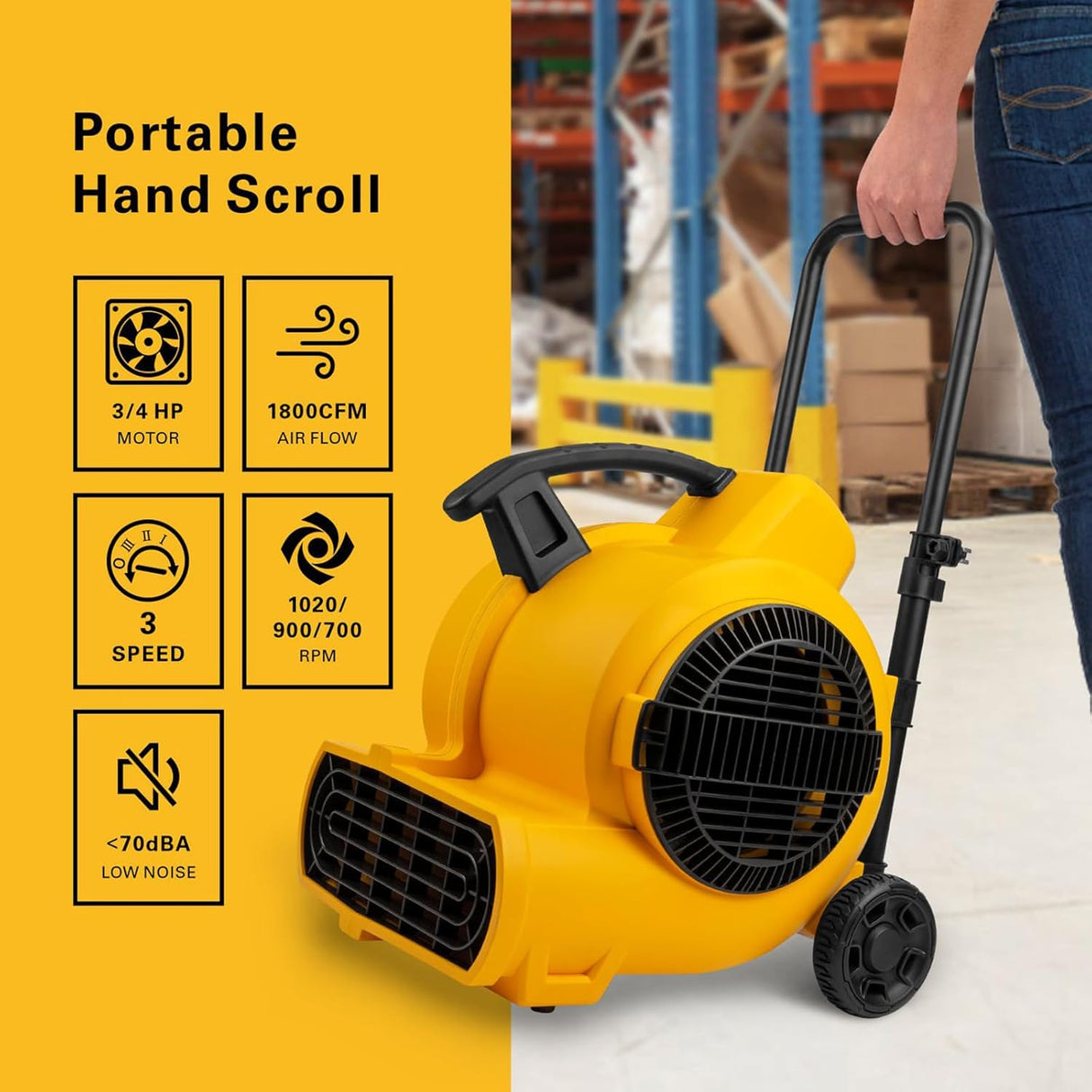 Ventilador DEWALT 3/4 HP, 3 Velocidades, 1800 CFM, DXAM-2818
