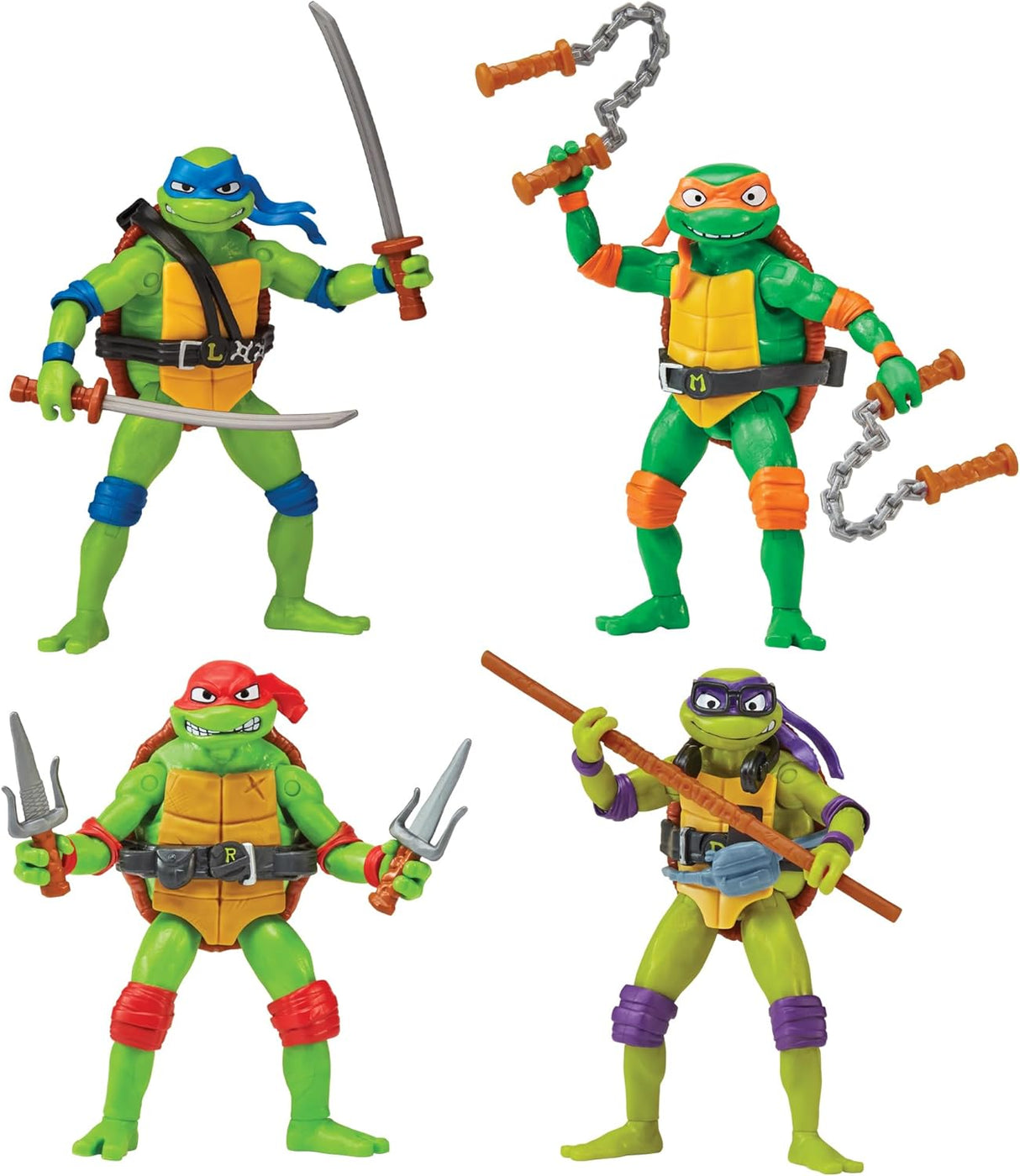 Paquete de 4 figuras básicas de tortuga Ninja