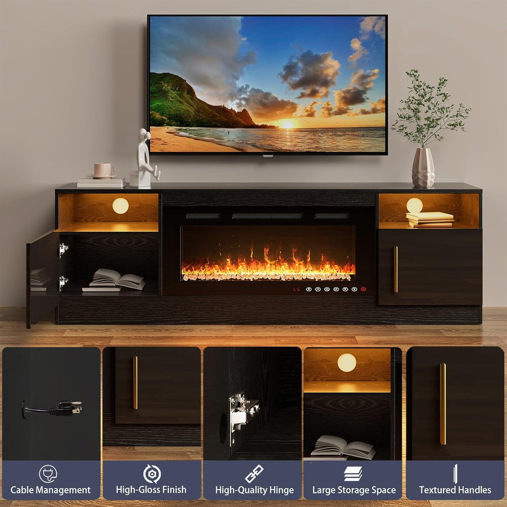 Soporte de TV con Chimenea, Stand para TV de 70 con Fuego