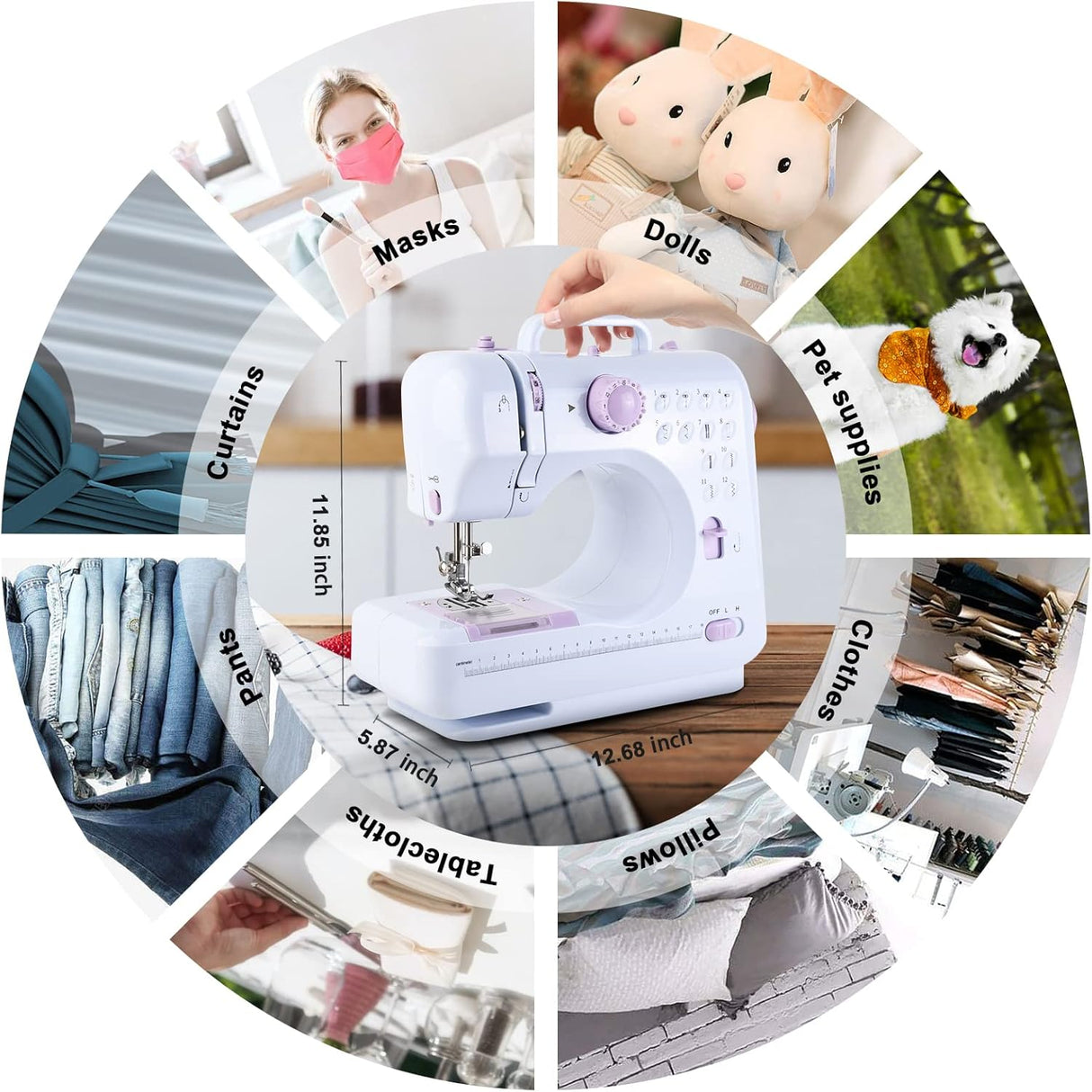 Mini Máquina de Coser para Niños, 12 Puntadas, Kit Incluido