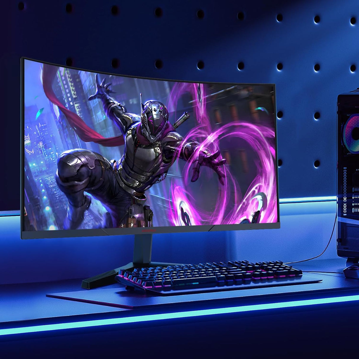 Monitor KOORUI 27 QHD 2560P 144Hz Curvo, Ajustable, 1ms