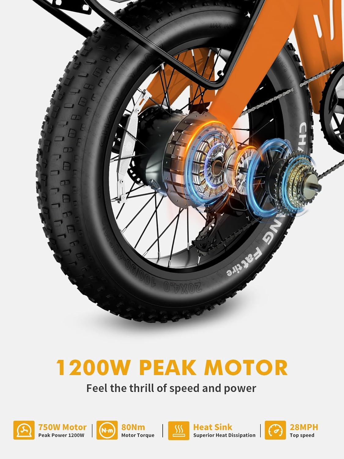 Bicicleta eléctrica BAFANG 1200W, 60 millas, plegable, 20