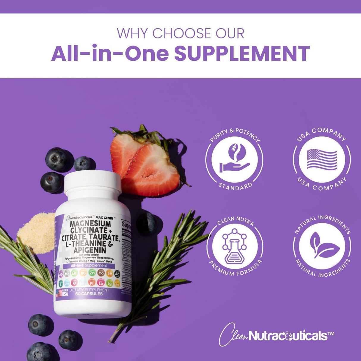 Complejo de glicinato de magnesio 1000 mg con L-teanina