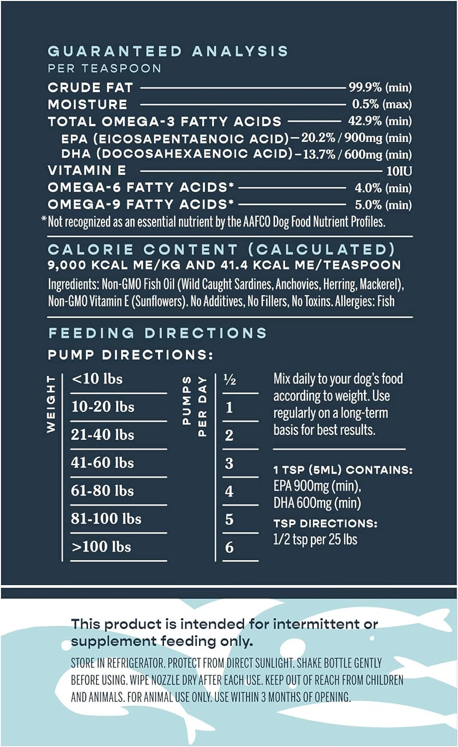 Fera Pets - Aceite de pescado para perros y gatos, 16 onzas, 96 porciones, aceite de pescado líquido con pescado capturado en la naturaleza para mantener la piel, el sistema inmunológico y la función