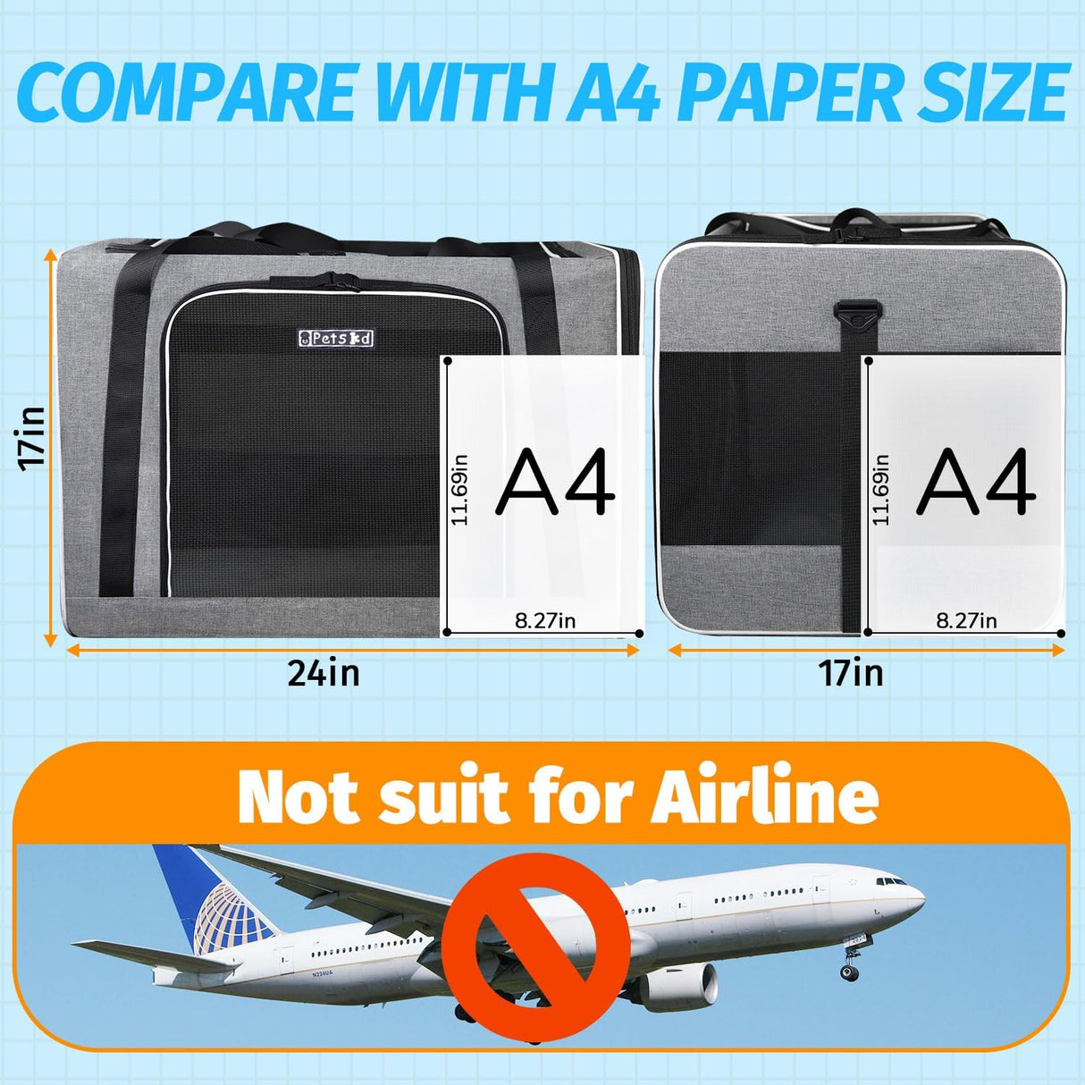 Transportín para Gatos Grandes Petskd, 2 Gatos o Perro Mediano