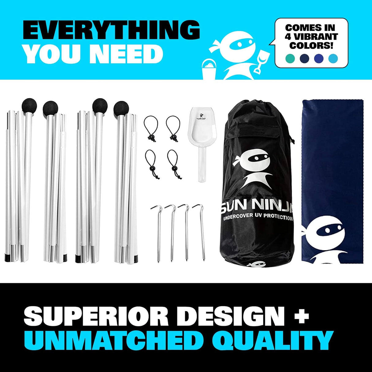 Tienda de playa con protección UPF50+, incluye accesorios