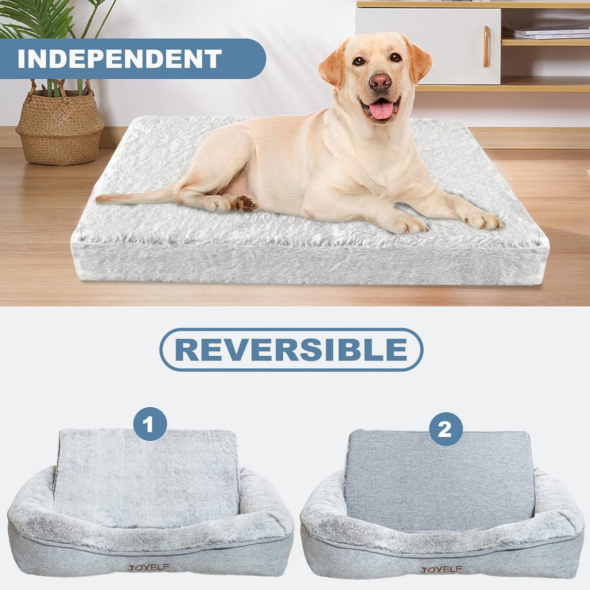 Cama ortopédica para perro JOYELF, espuma memoria, grande, modelo libre