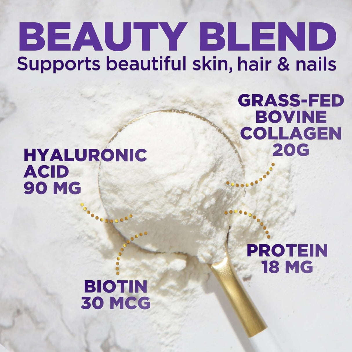 Polvo de péptidos de colágeno con ácido hialurónico