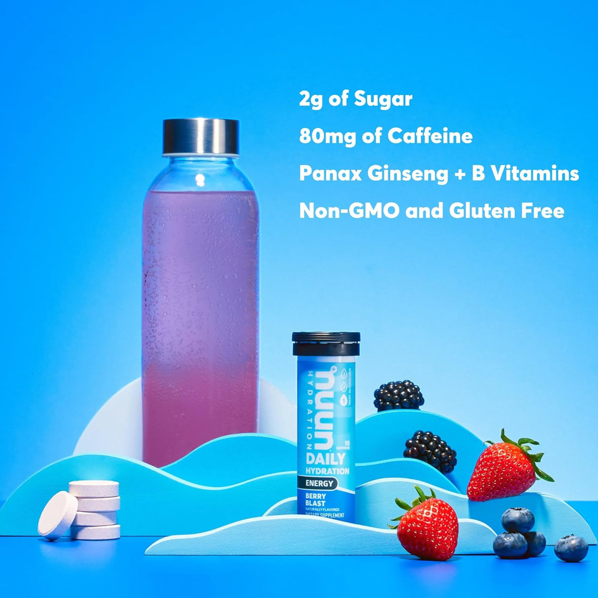 Suplemento Nuun Energía cafeína vitaminas B ginseng 40 und