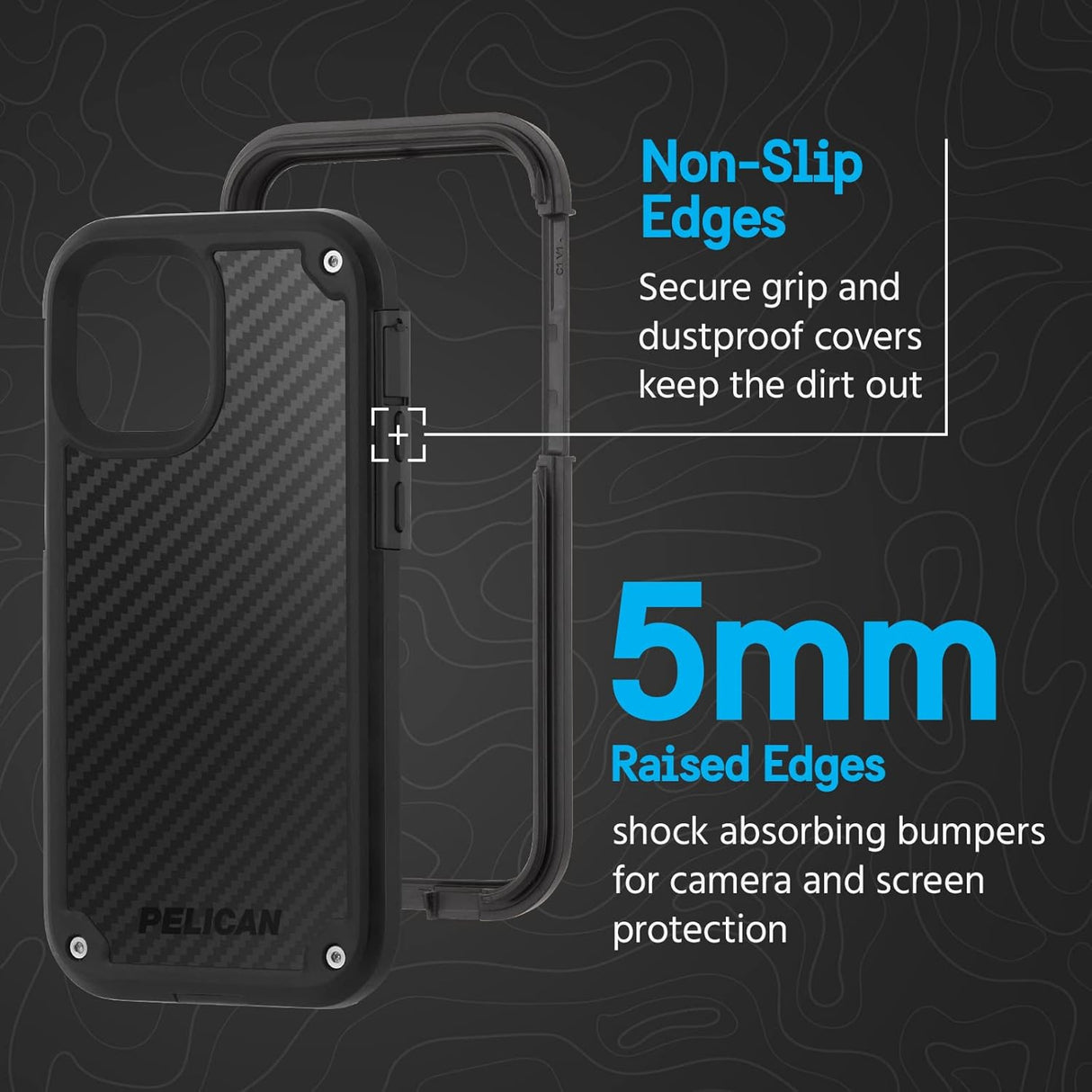 Pelican - Serie Shield - Funda Kevlar compatible con carga magnética resistente para Apple iPhone 14 - Incluye funda con clip para cinturón con protección contra caídas de 21 pies, color negro