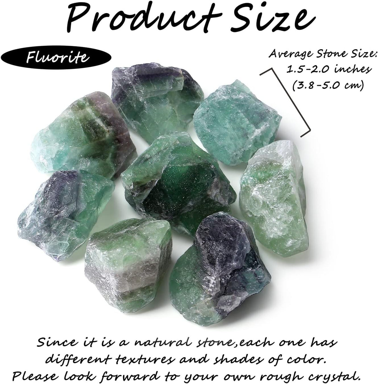Cristales crudos de fluorita de 2 pulgadas, a granel