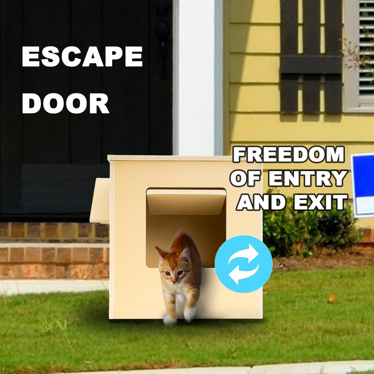 Casa para Gatos Exteriores, Refugio Feral, Aislada, Modelo Uno