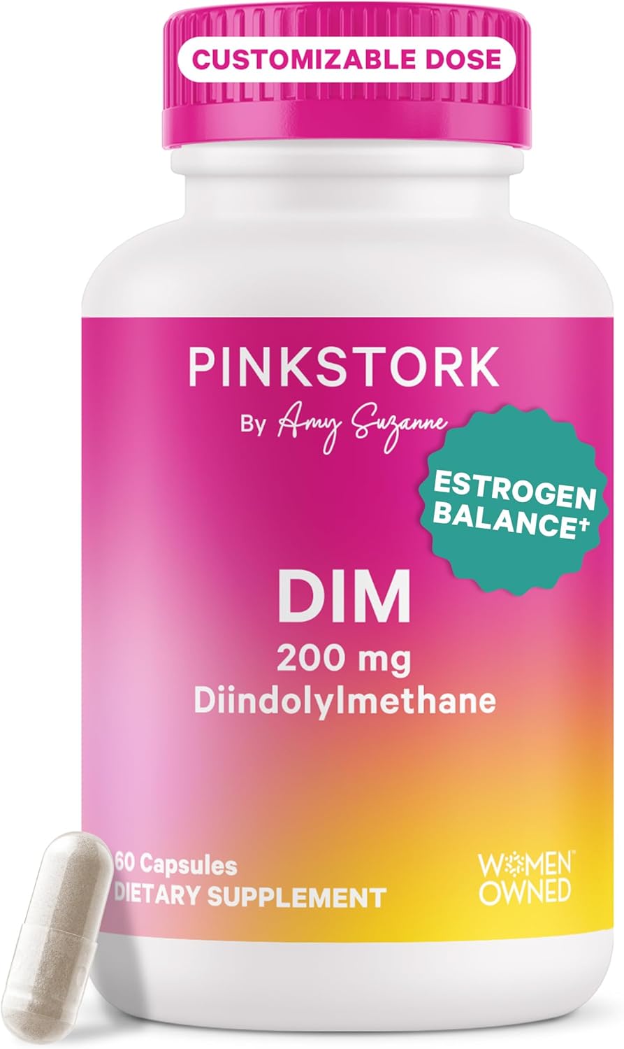 Pink Stork Suplemento DIM para Mujeres, Equilibrio Hormonal, 60 días