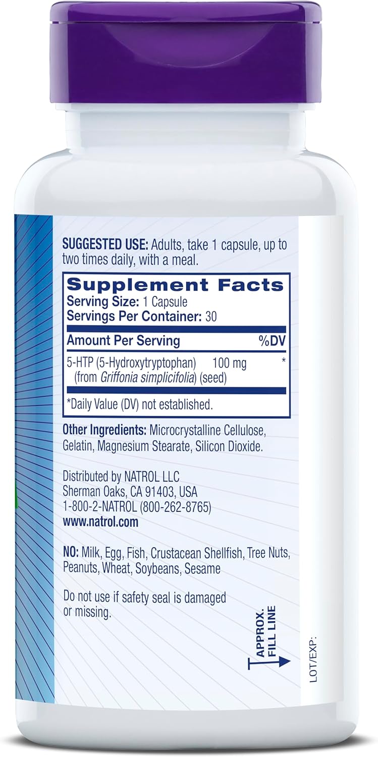 Suplemento Natrol Mood + Stress 5-HTP 100 mg, 30 Cápsulas
