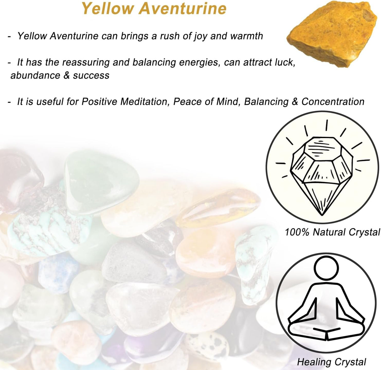 Cristales de Aventurina Amarilla, Roca Natural para Pulido