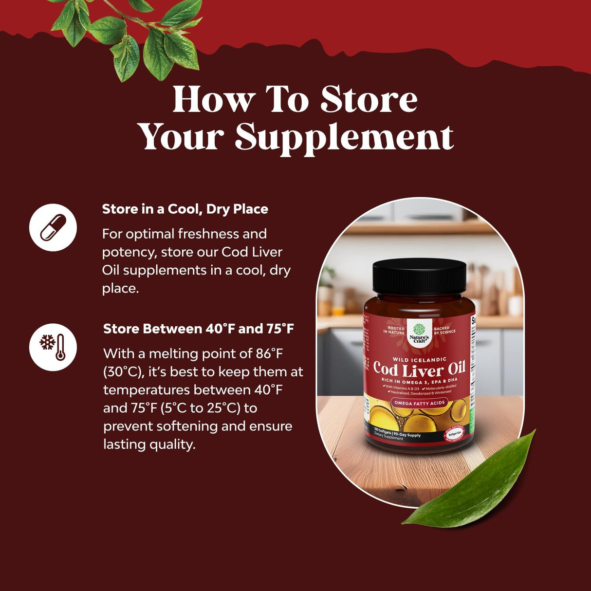 Aceite de Hígado de Bacalao Islandés, 1000mg, Omega 3, D3 & A