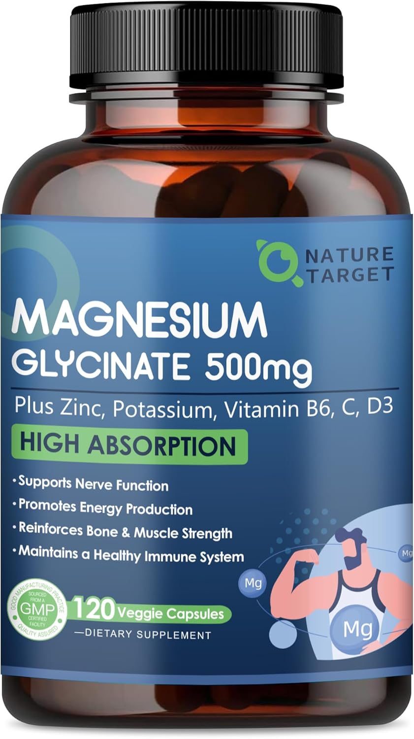 NATURE TARGET Magnesio Glicinato 500mg con Zinc y D3