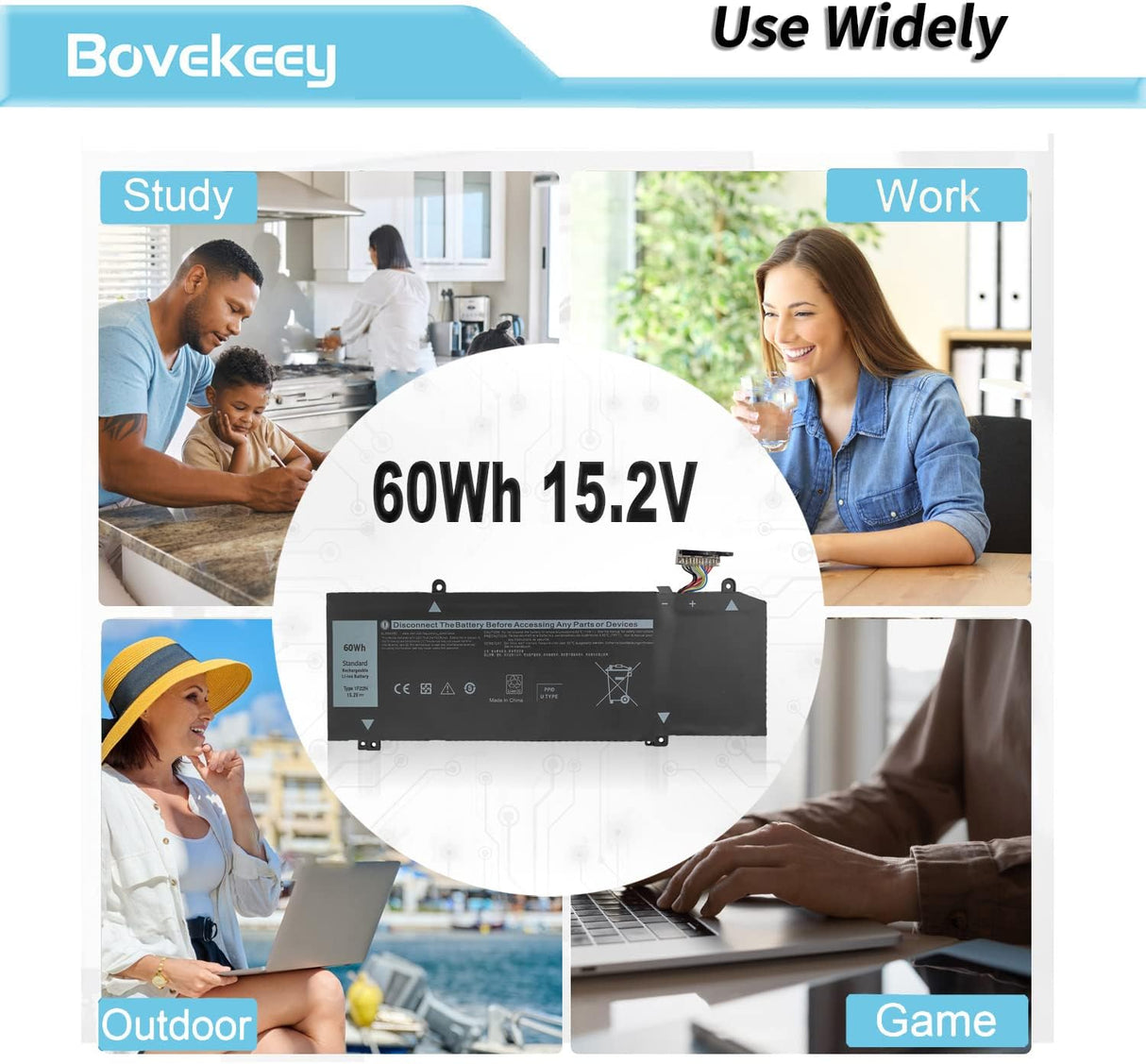 Batería 1F22N 60Wh 15.2V para Dell Alienware M15 M17 R1 G7