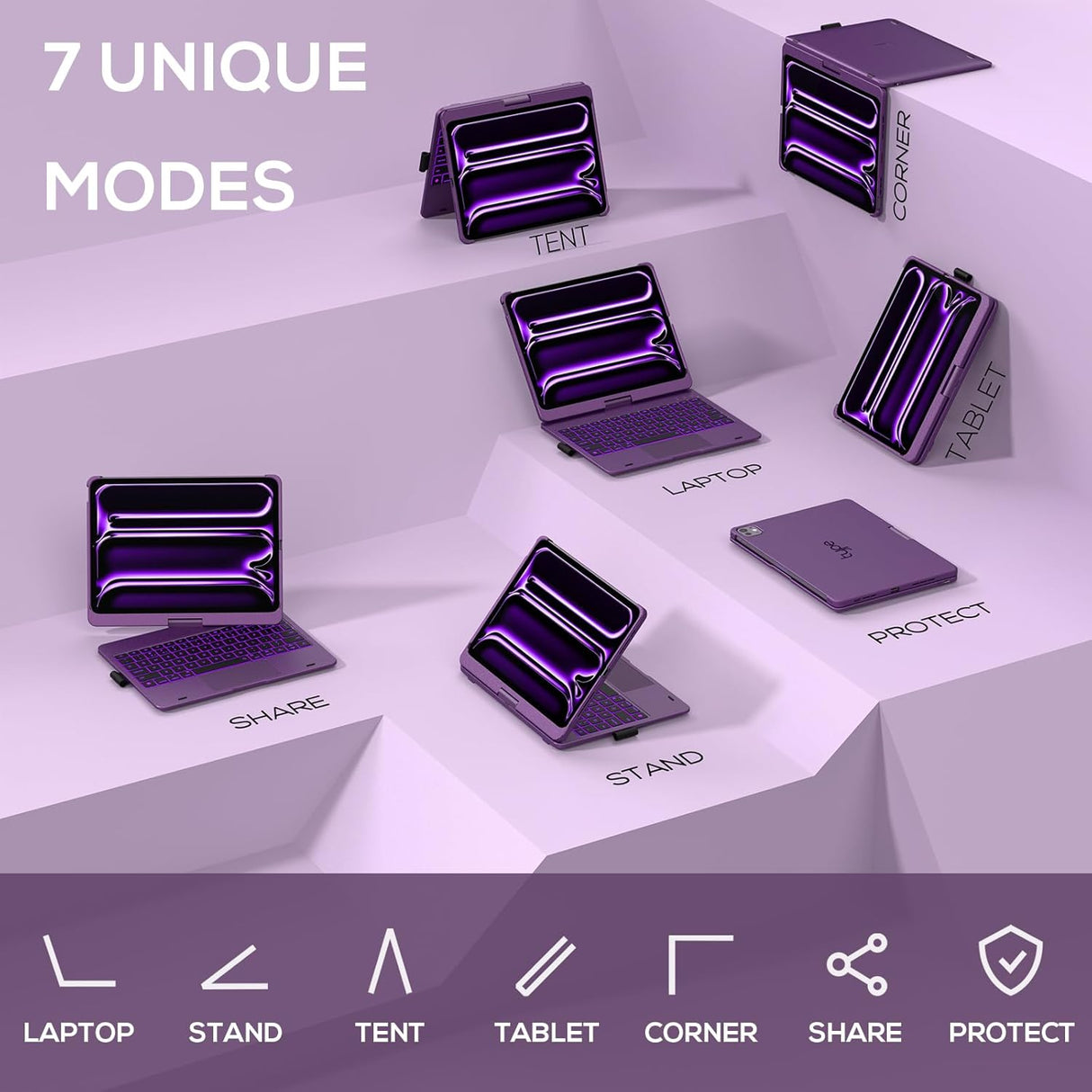 Funda Teclado Touch para iPad Pro 11, 360° Rotatable, M4