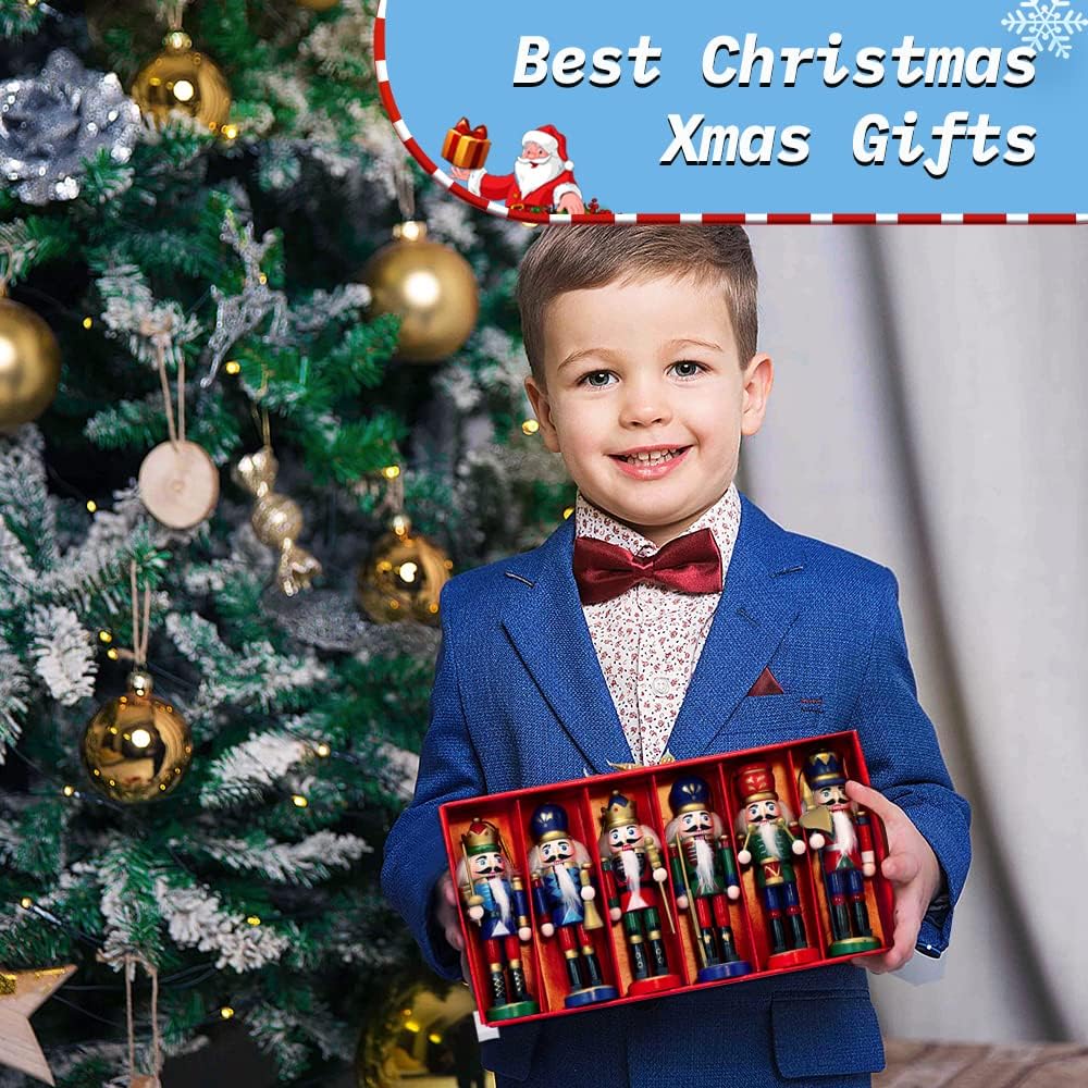 Conjunto de 6 Adornos de Cascanueces Jolik 5.3'' para Navidad