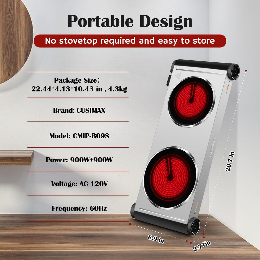 Placa caliente doble infrarroja de 1800 W estufa eléctrica