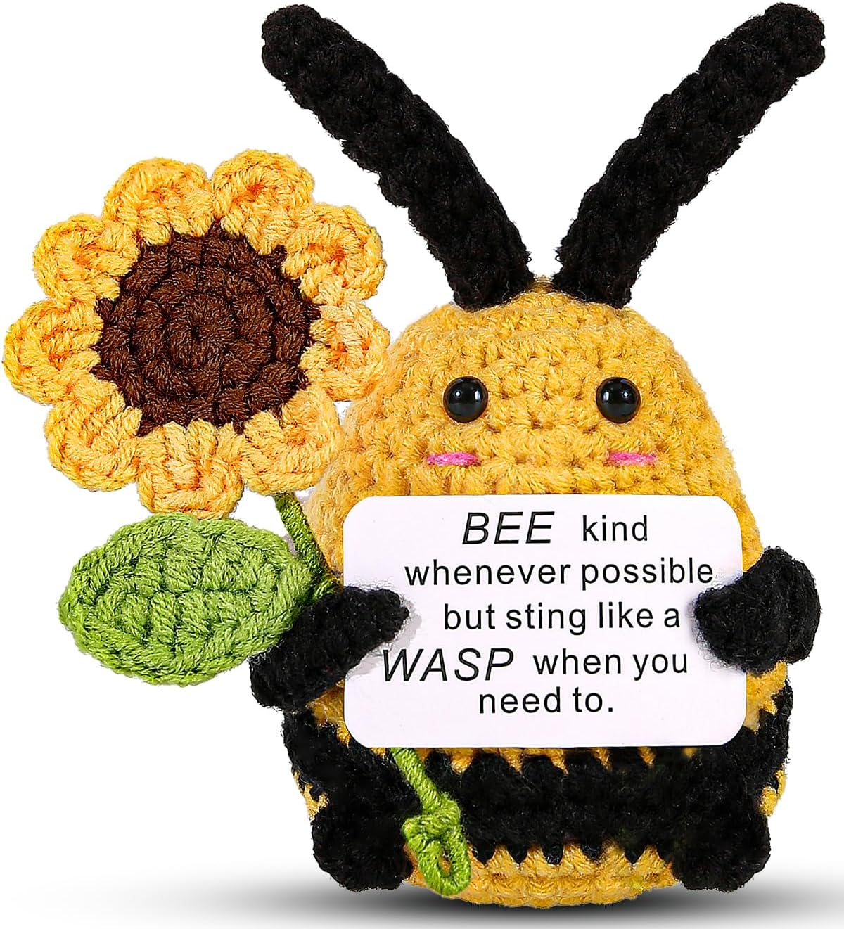 Muñeco de Papa Tejido, Mini Divertido, Tarjeta Positiva, Modelo Bee