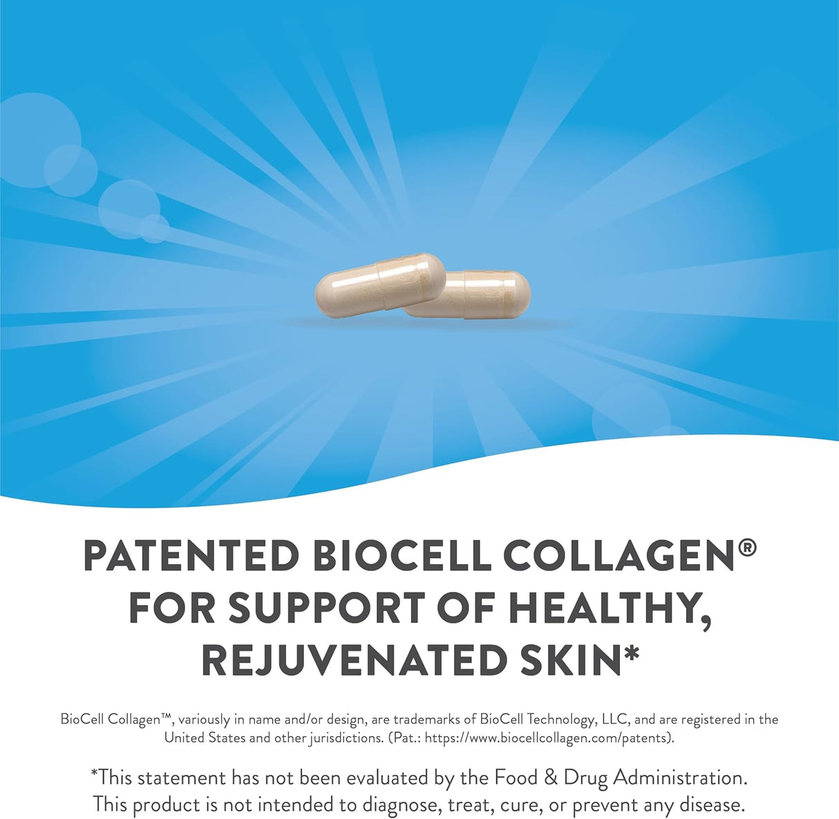 Suplemento con colágeno BioCell patentado colágeno 60 cáp