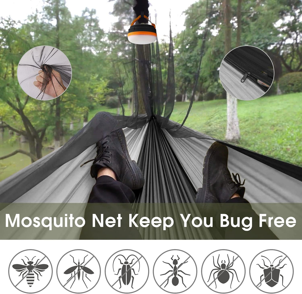 Hamaca grande G4Free con mosquitera para 2 personas, ligera